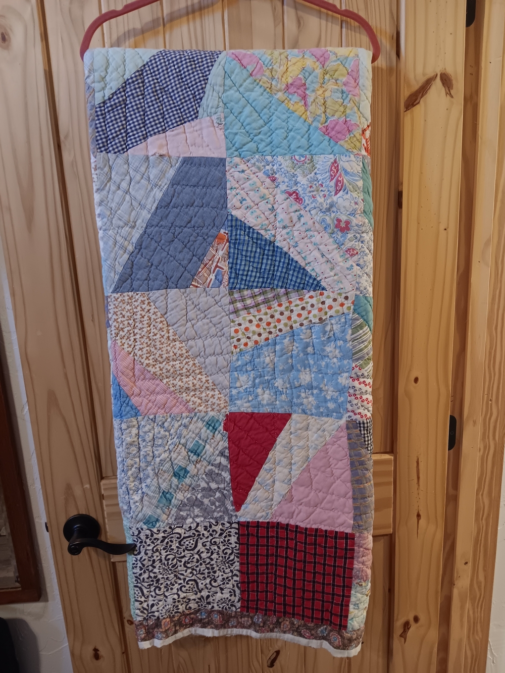 Vintage Patchwork Hand Quilted Twin Quilt